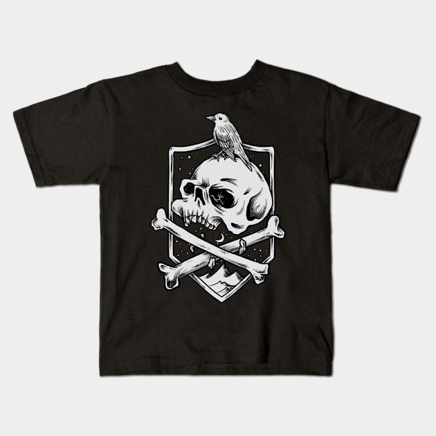 Bird and Skull Kids T-Shirt by hairul